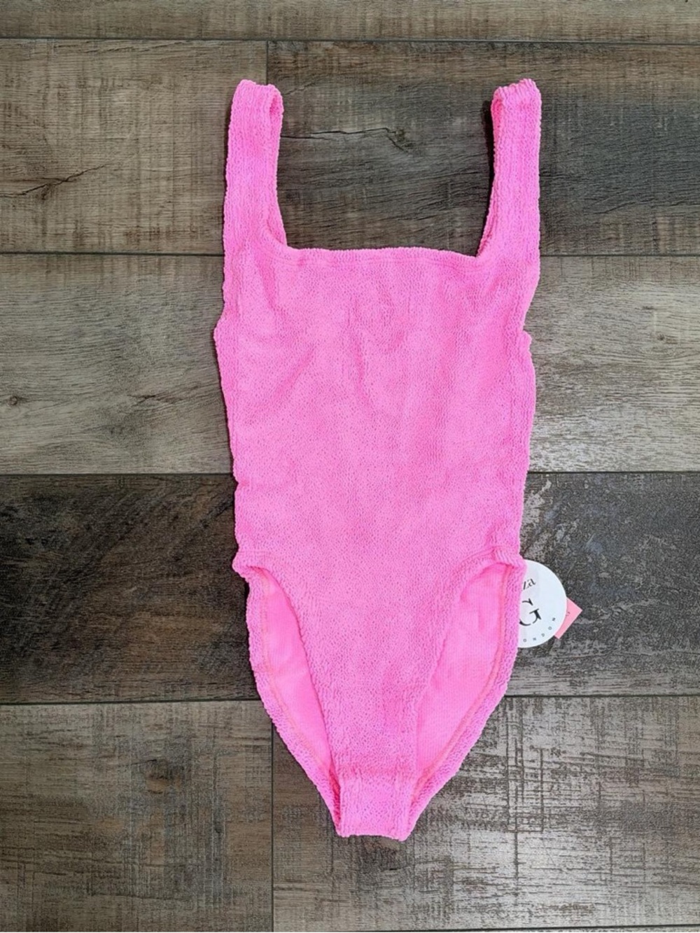 Hunza G square neck one piece swimsuit in bubblegum pink NWT - Picture 2 of 6